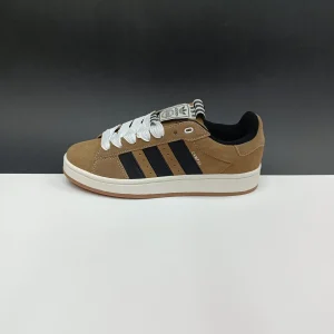 کتونی آدیداس کمپس با رویه جیر قهوه ای و سه خط مشکی کلاسیک