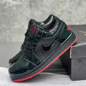 کتونی ایر جردن 1 بدون ساق ورنی مشکی