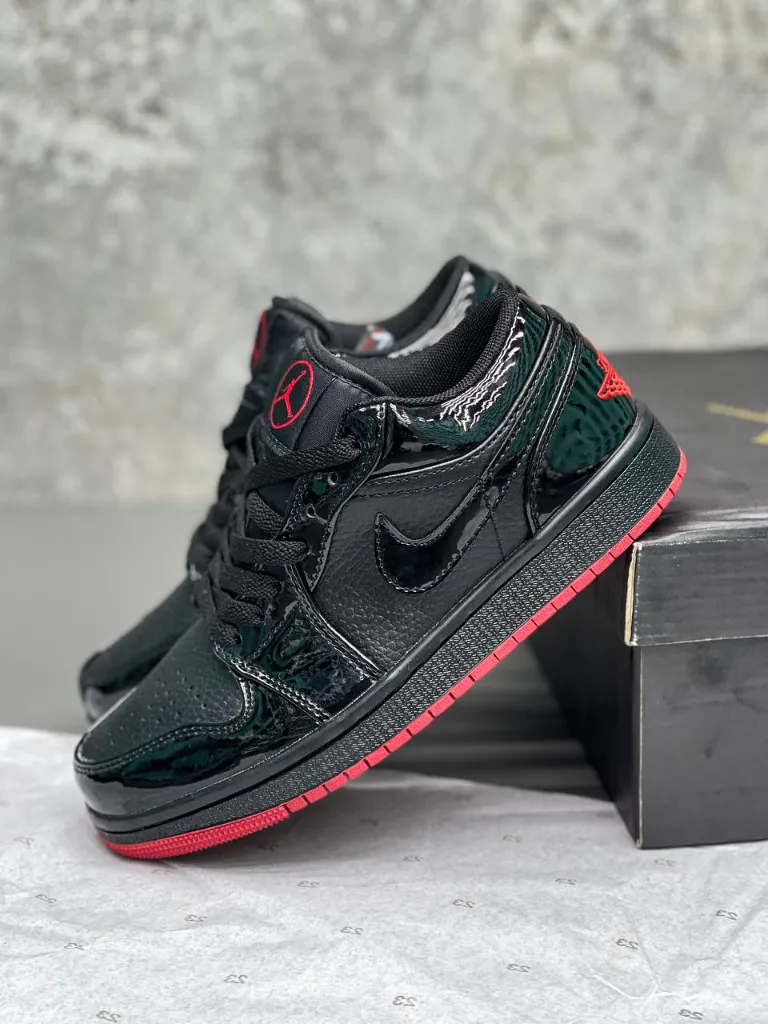 air-jordan1-low-vernie کتونی ایر جردن 1 بدون ساق ورنی مشکی