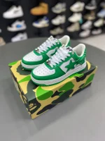 کتونی بیپستا سبز سفید با لوگوی ستارهای شکل و باکس مخصوص