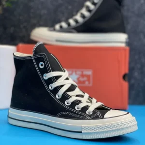 کتونی آل استار کانورس مدل Chuck 70 مشکی ساقدار با زیره سفید