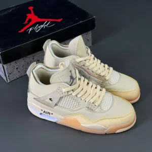 کتونی ایر جردن 4 Off White کرمی با طراحی خاص و کیفیت استثنایی