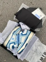 کتونی امیری ام ای ۱ آبی روشن با رویه چرم و زیره ضخیم