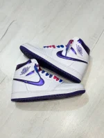 کتونی نایکی ایر جردن ۱ های کورت پرپل وایت با رویه بنفش سلطنتی، Swoosh سفید و زیره کلاسیک